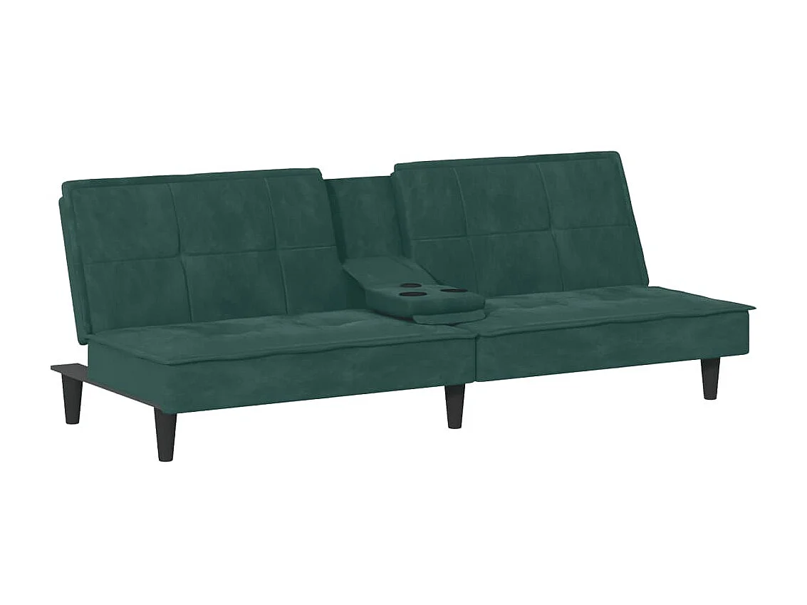 Sofá-cama com suportes para copos veludo verde-escuro PT648269