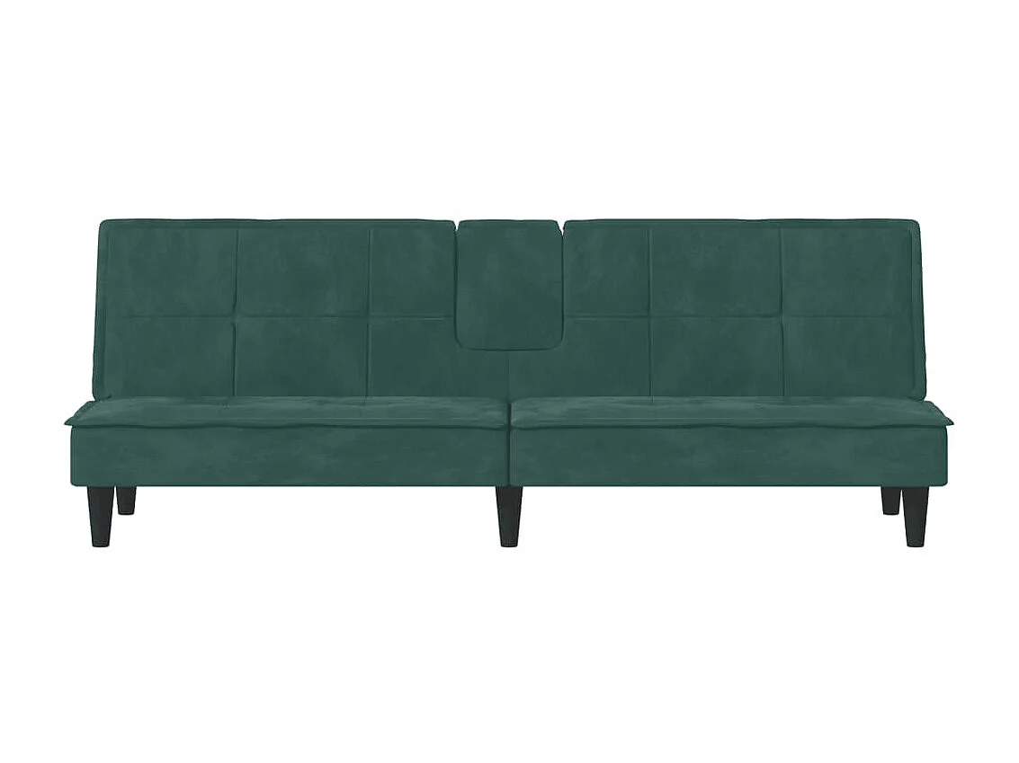 Canapé convertible avec porte-gobelets vert foncé velours KFE1160