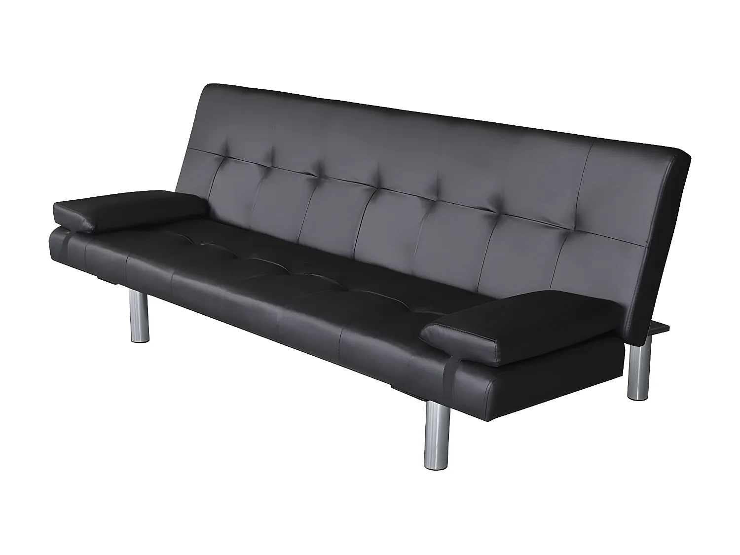 Canapé convertible réglable avec deux oreillers Similicuir Noir KFE4574