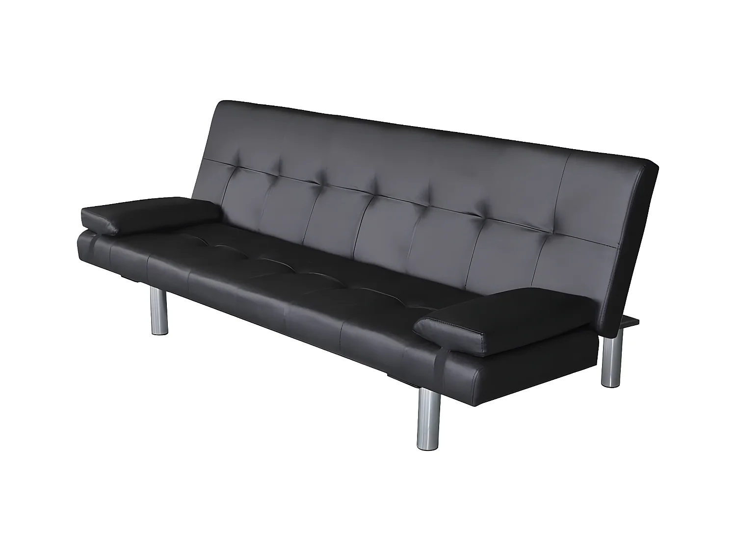 Canapé convertible réglable avec deux oreillers Similicuir Noir KFE4574
