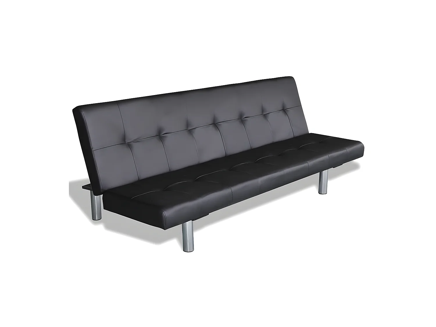 Canapé convertible réglable avec deux oreillers Similicuir Noir KFE4574