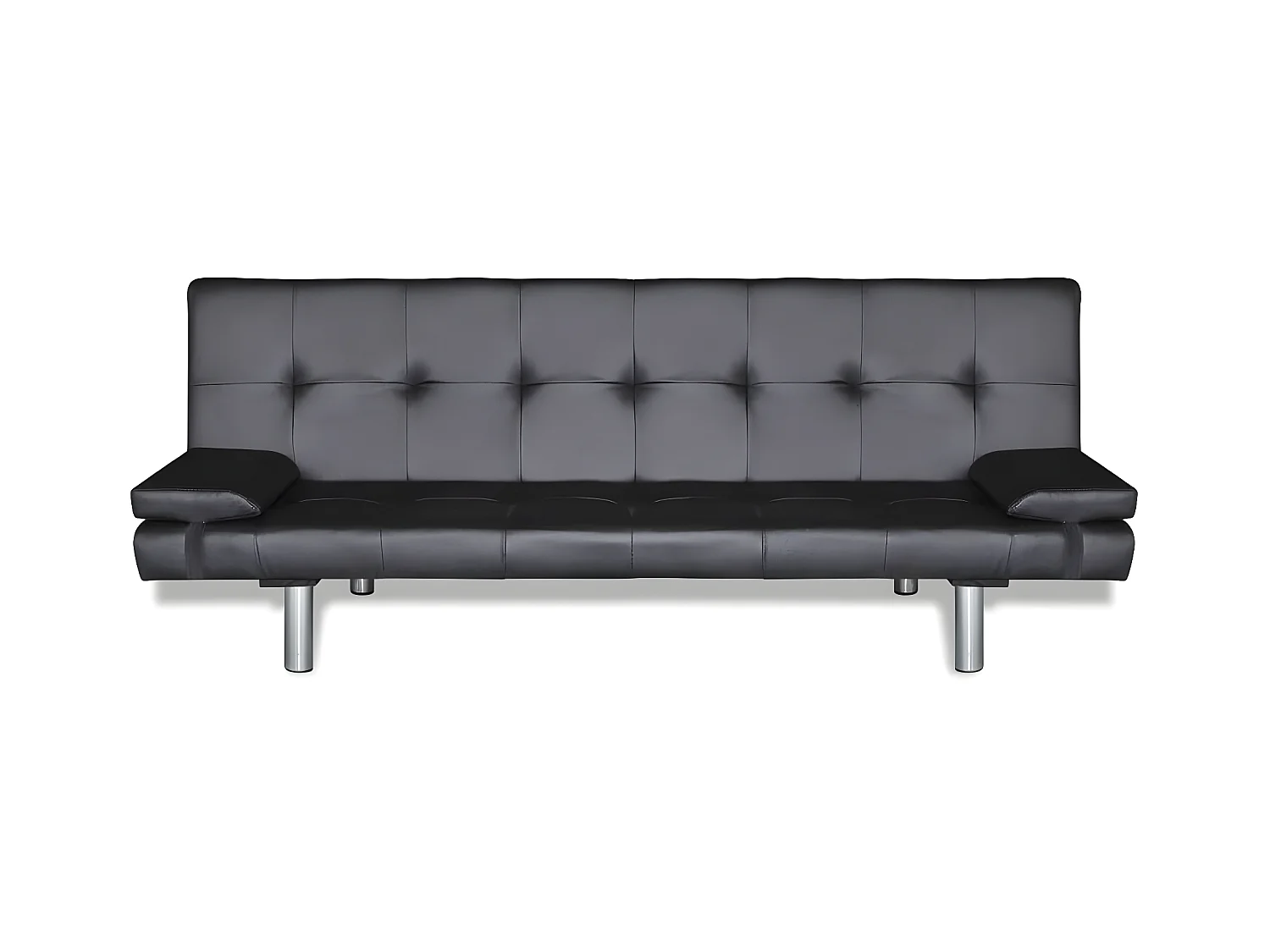 Canapé convertible réglable avec deux oreillers Similicuir Noir KFE4574