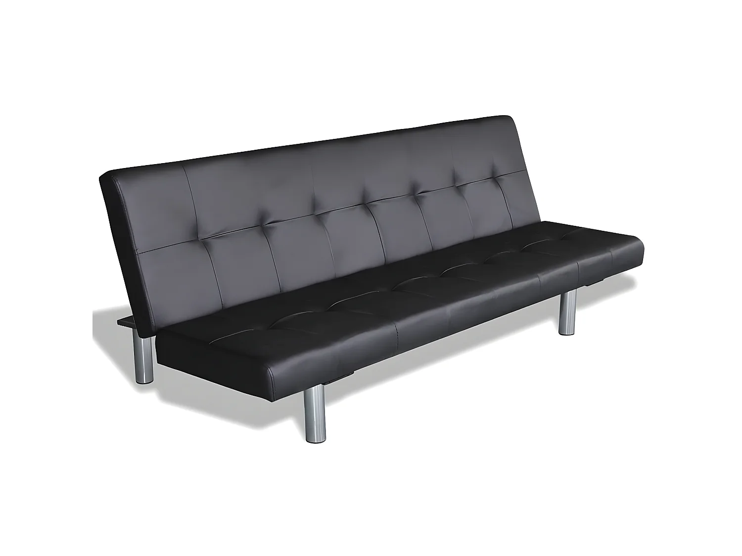 Canapé convertible réglable avec deux oreillers Similicuir Noir KFE4574