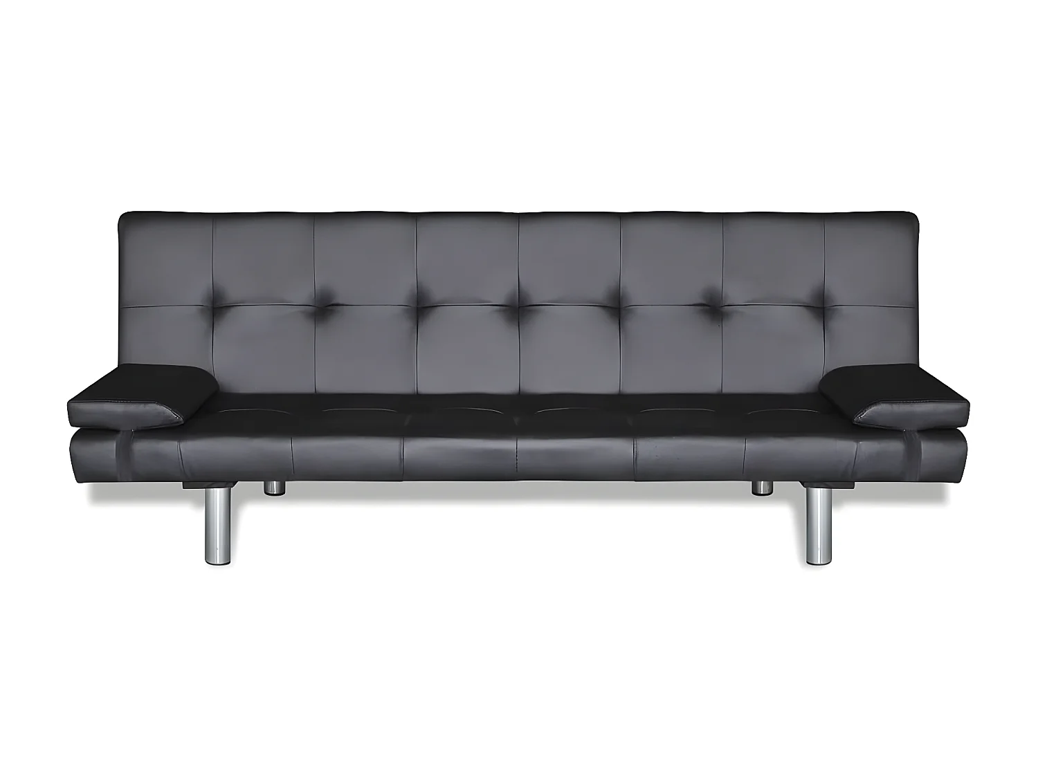 Canapé convertible réglable avec deux oreillers Similicuir Noir KFE4574