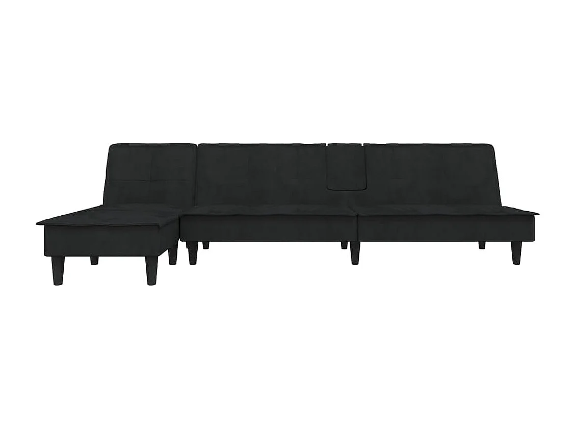 Canapé convertible d'angle noir 255x140x70 cm velours OLA8706