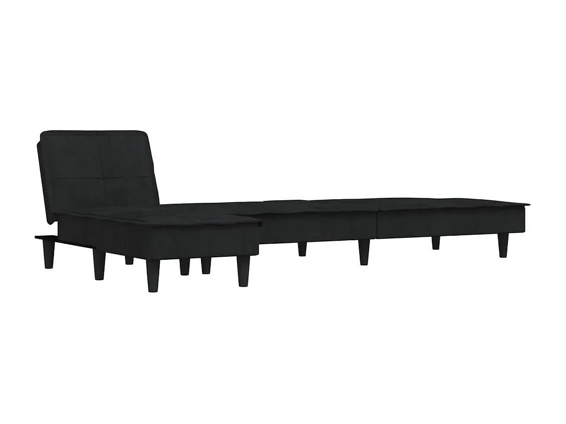 Canapé convertible d'angle noir 255x140x70 cm velours OLA8706