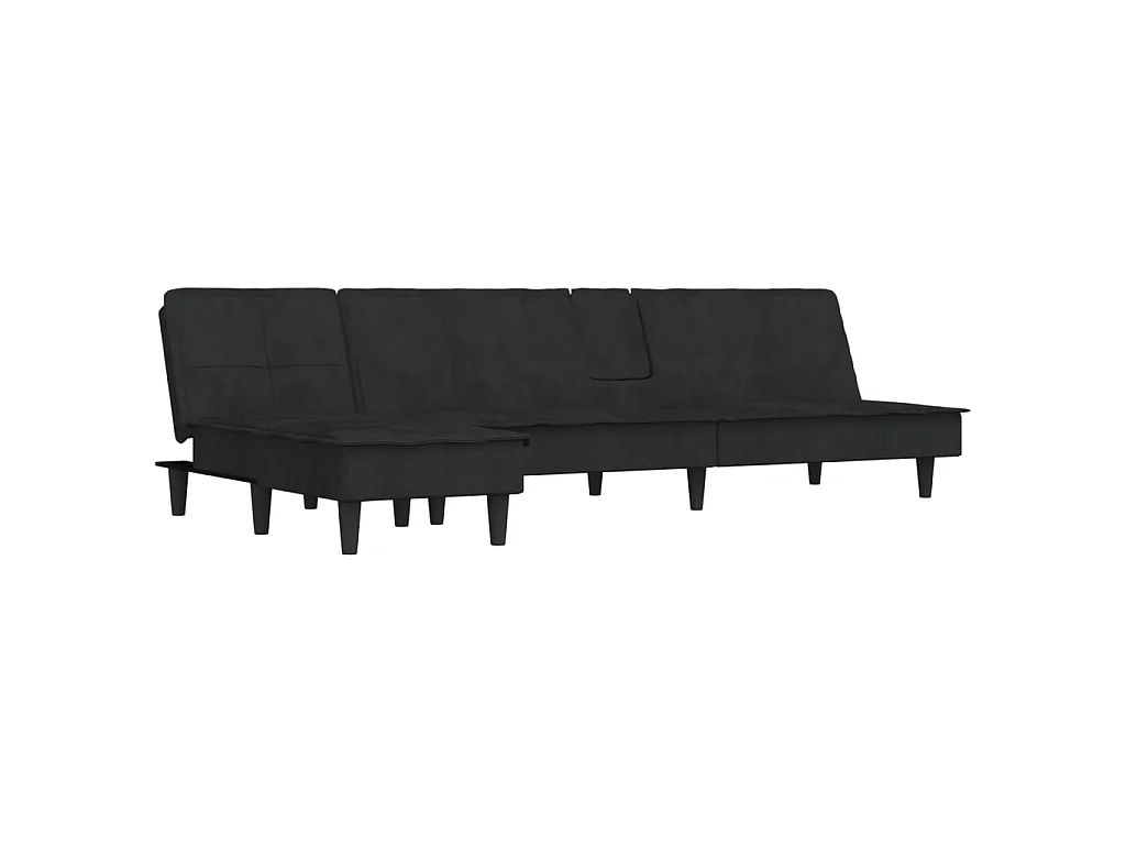Canapé convertible d'angle noir 255x140x70 cm velours OLA8706