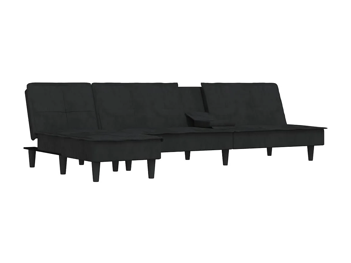 Canapé convertible d'angle noir 255x140x70 cm velours OLA8706