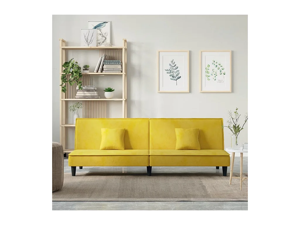 Canapé convertible jaune Velours KFE9688