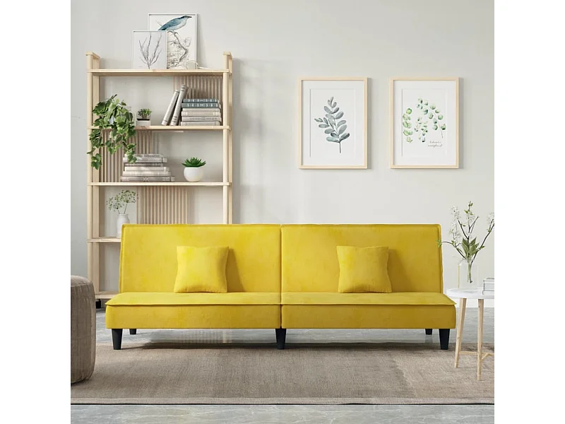 Sofá cama de terciopelo amarillo ES85948