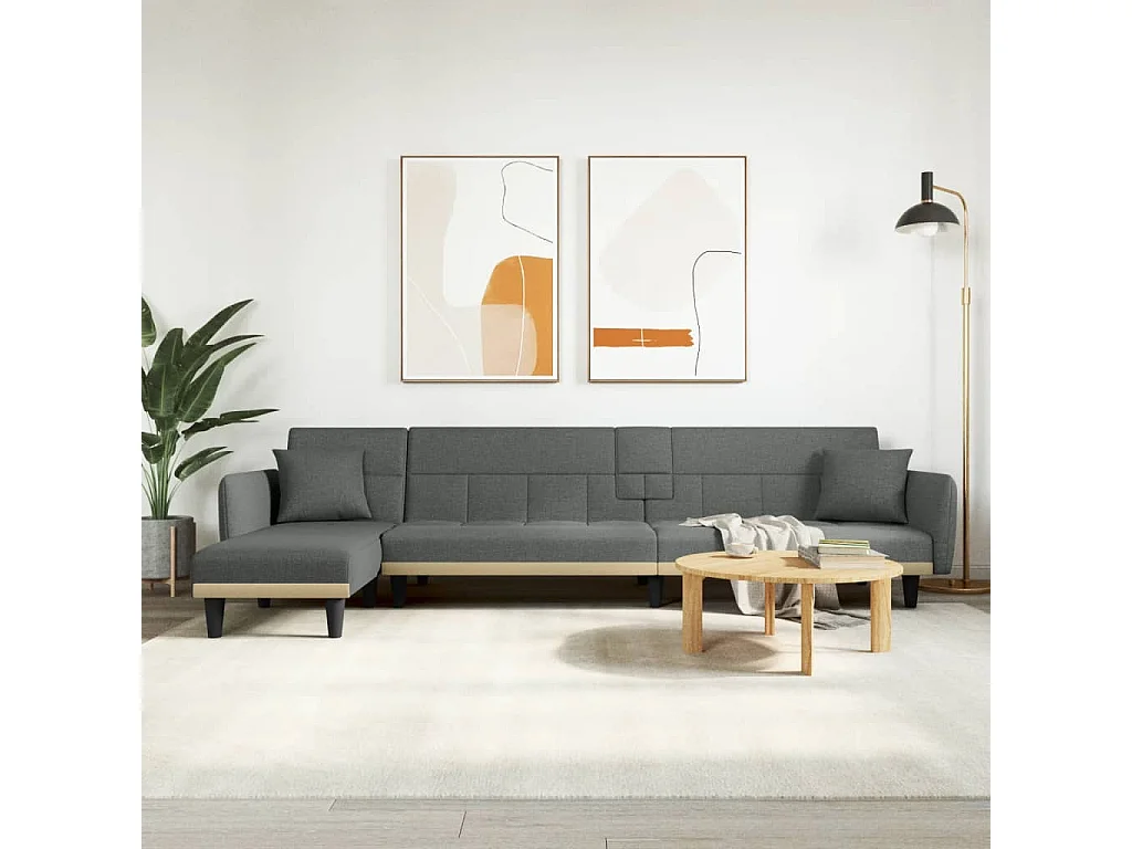 Sofá cama rinconera tela gris oscuro 275x140x70 cm PWFG66976