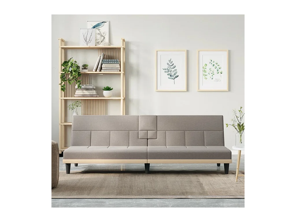 Canapé convertible avec porte-gobelets taupe tissu KFE5144