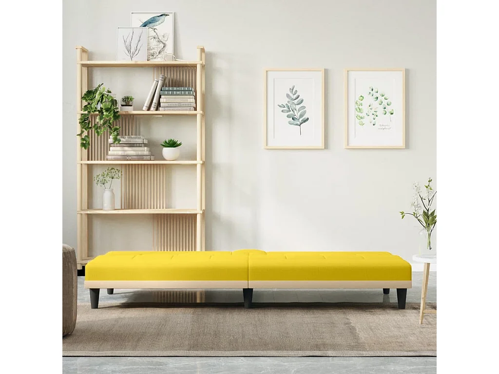 Canapé convertible avec porte-gobelets jaune clair tissu KFE1771