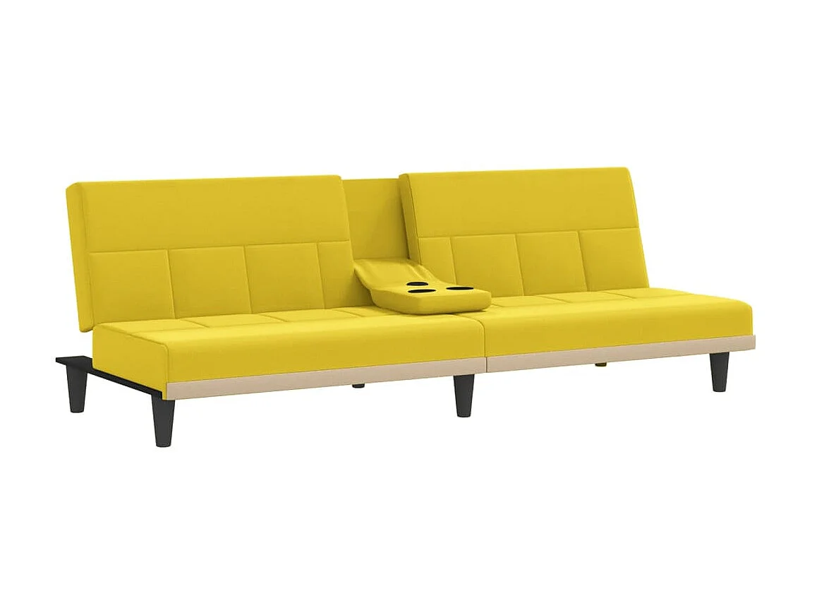 Canapé convertible avec porte-gobelets jaune clair tissu KFE1771