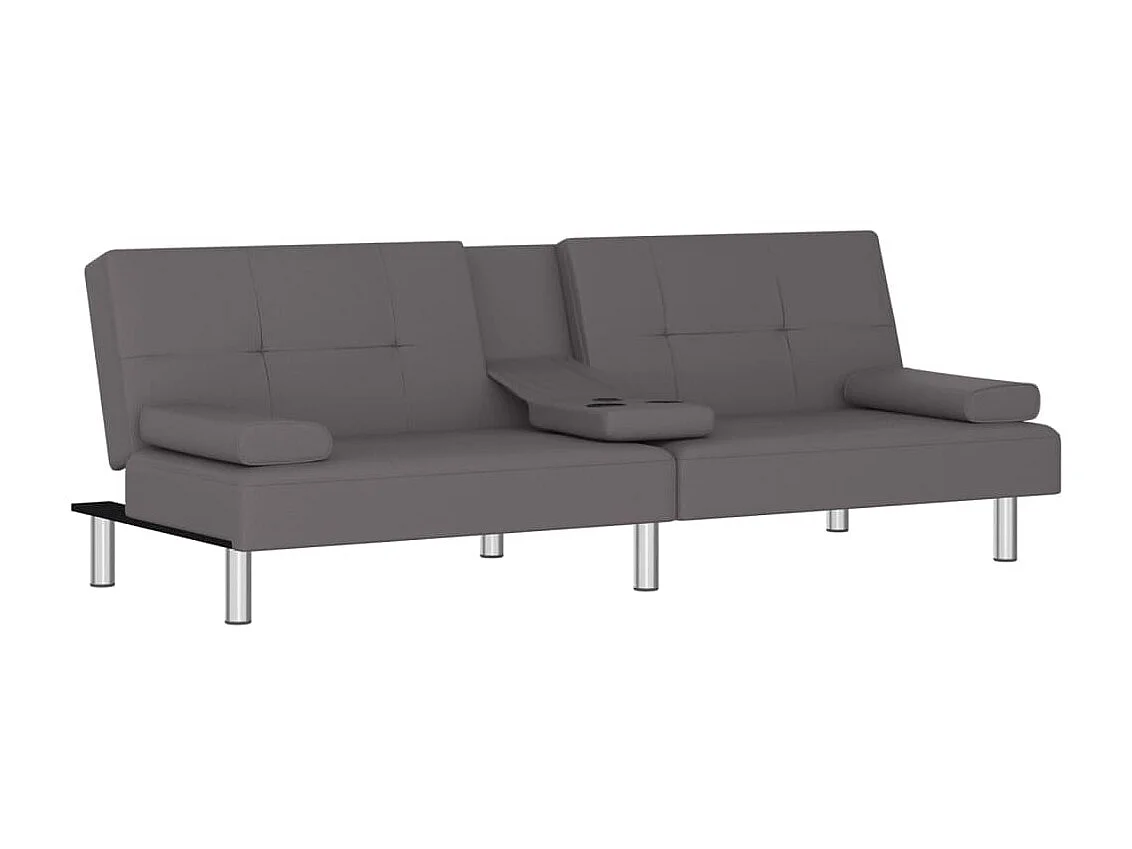 Canapé convertible avec porte-gobelets gris similicuir KFE6005