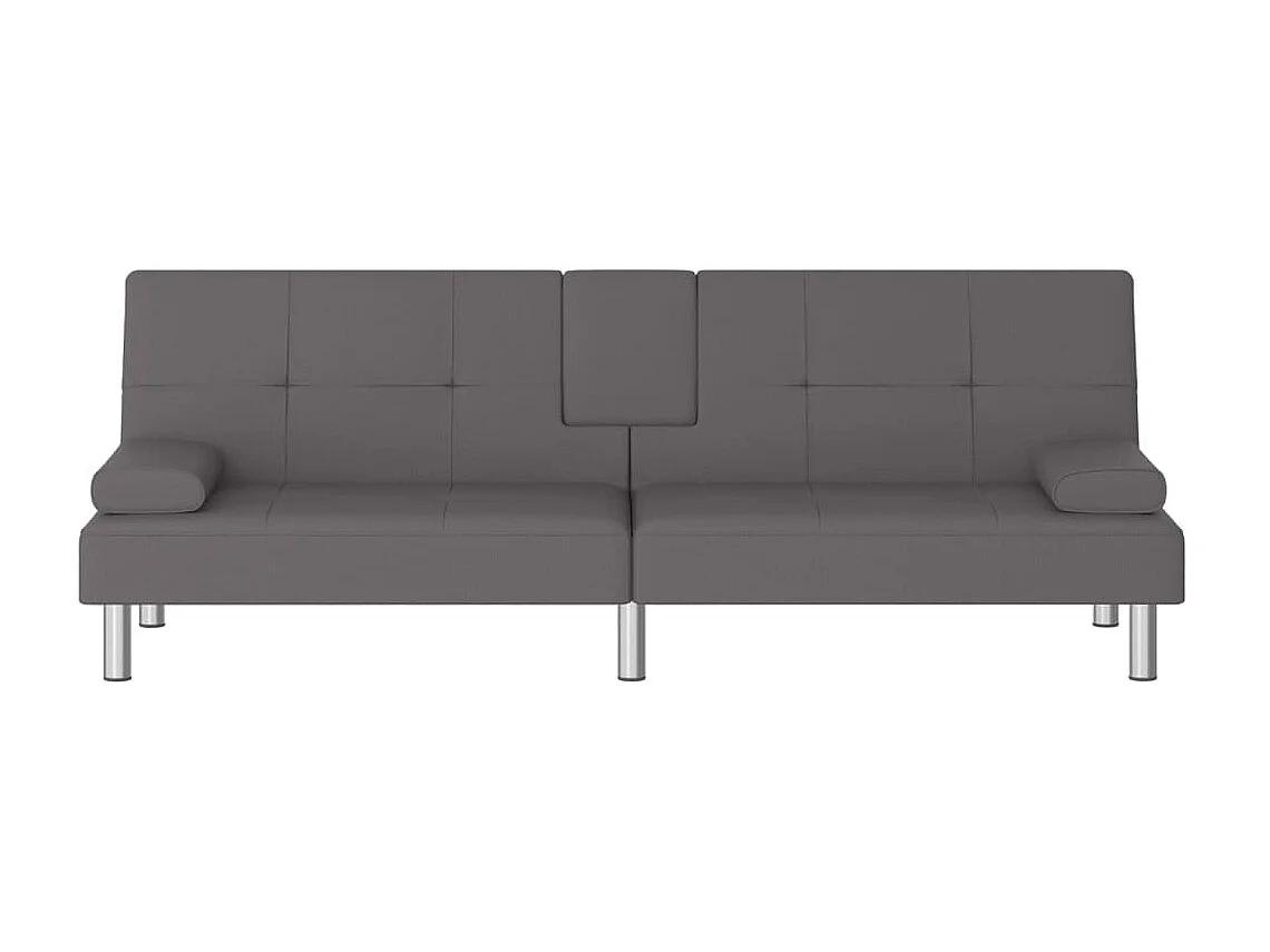Canapé convertible avec porte-gobelets gris similicuir KFE6005