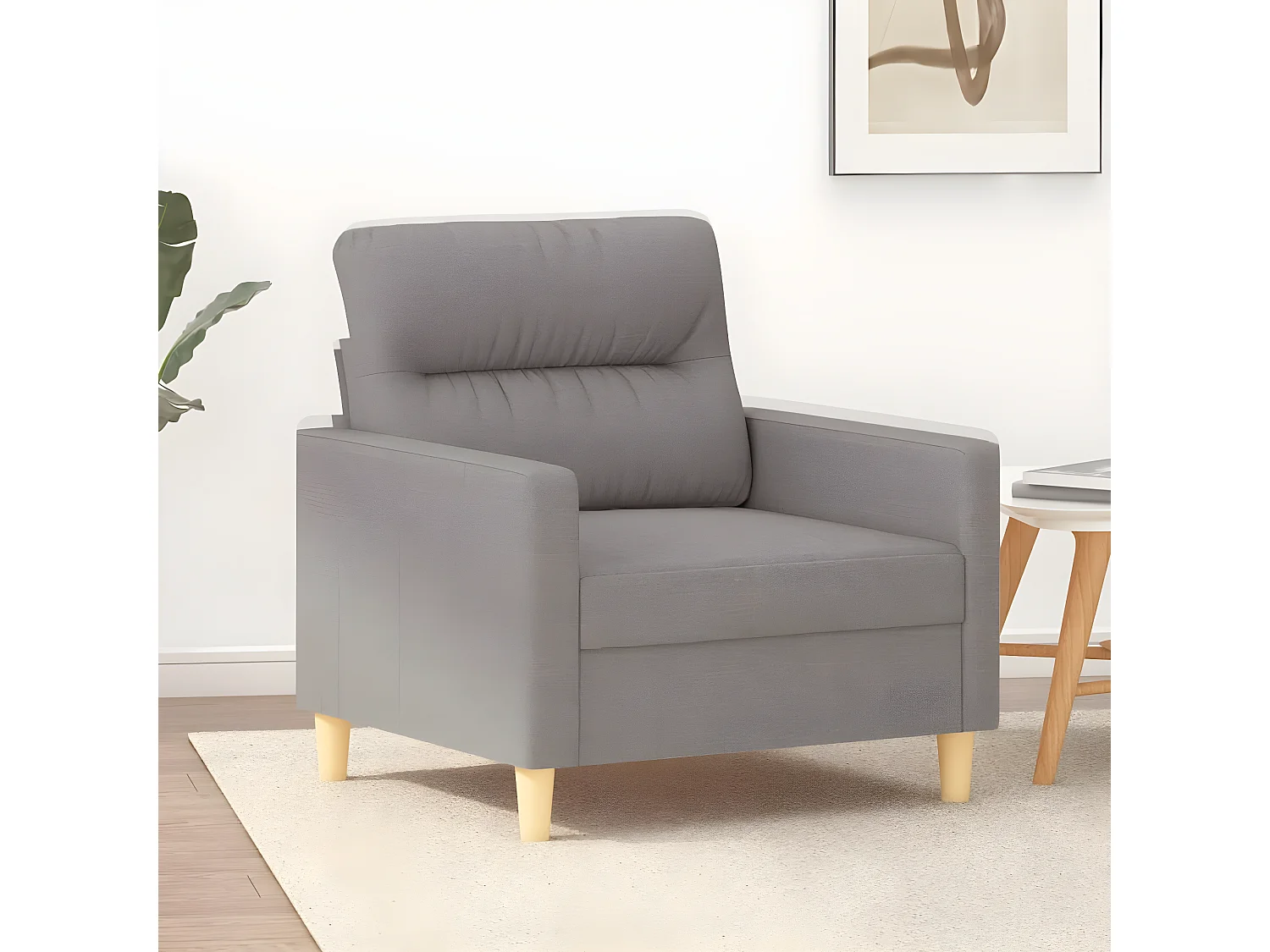 Fauteuil droit Taupe 60 cm Tissu FVBB74588
