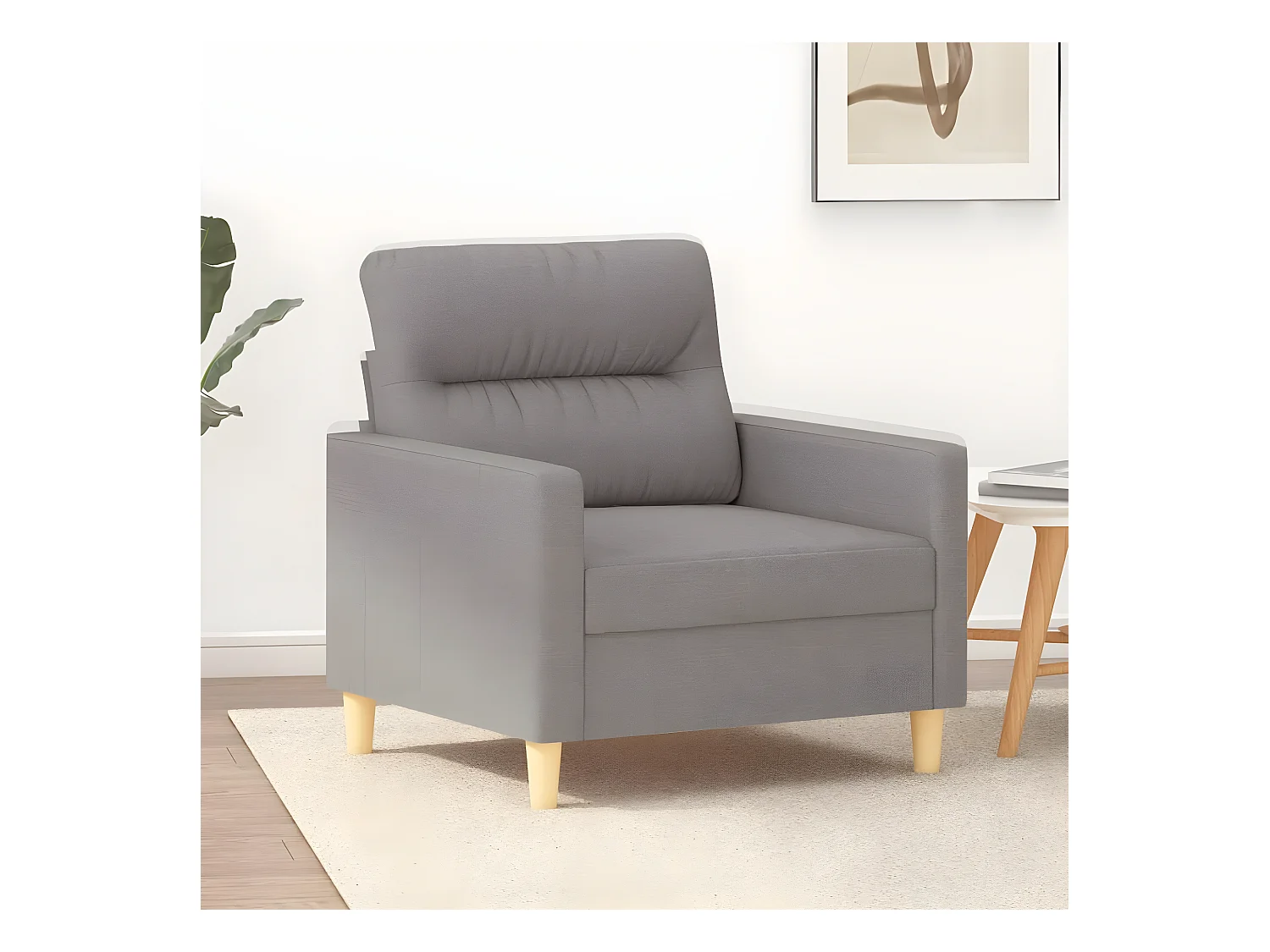 Fauteuil droit Taupe 60 cm Tissu FVBB74588
