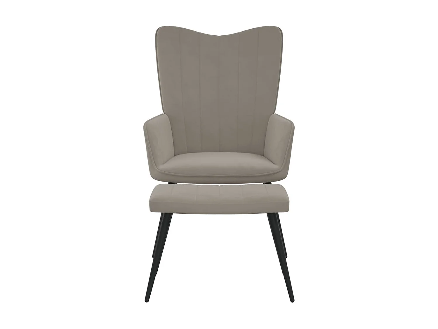 Fauteuil droit avec repose-pied Gris clair Velours LSJ5568
