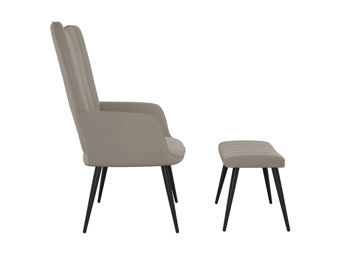 Fauteuil droit avec repose-pied Gris clair Velours LSJ5568