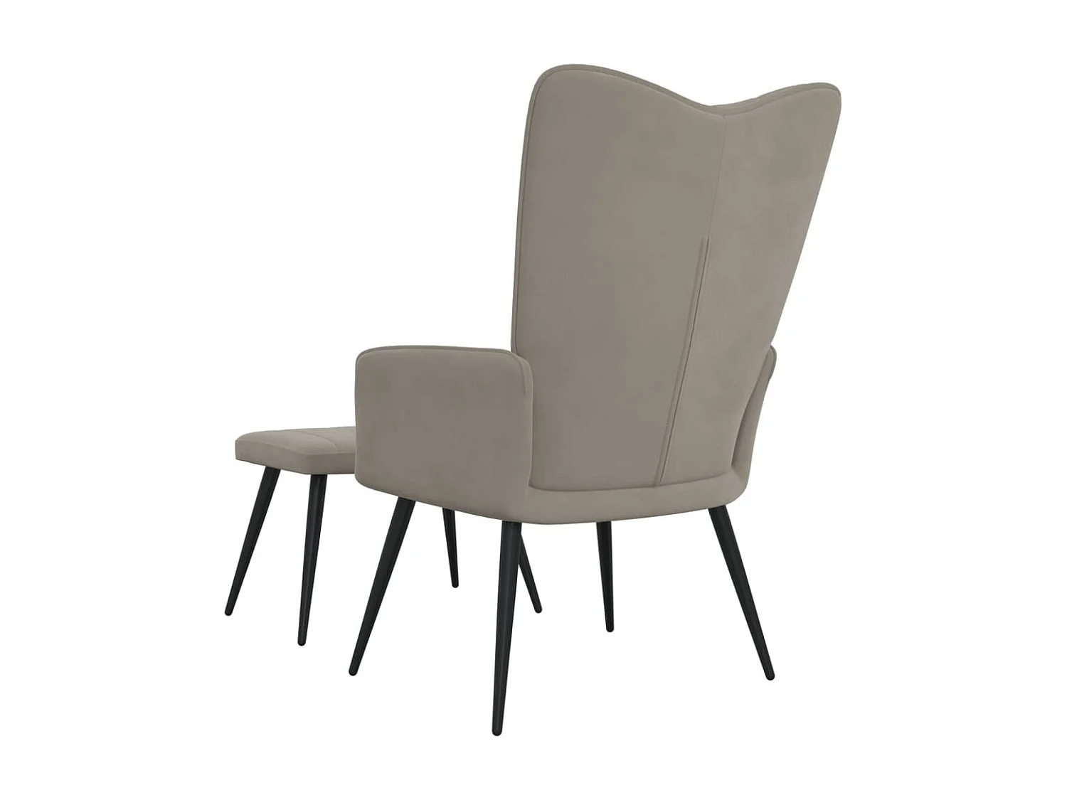 Fauteuil droit avec repose-pied Gris clair Velours LSJ5568