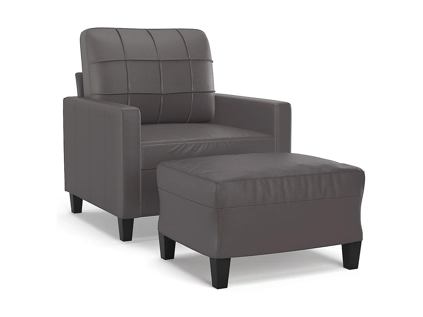 Fauteuil avec repose-pied Confortable Gris 60 cm Similicuir LQD5025