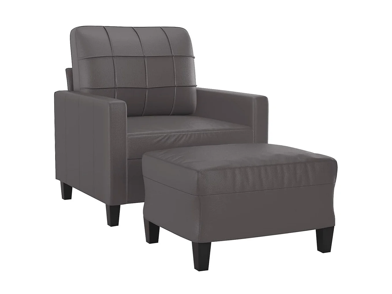 Fauteuil avec repose-pied Confortable Gris 60 cm Similicuir LQD5025
