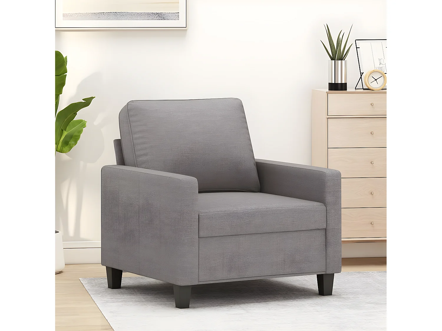 Fauteuil droit Taupe 60 cm Tissu FVBB34233