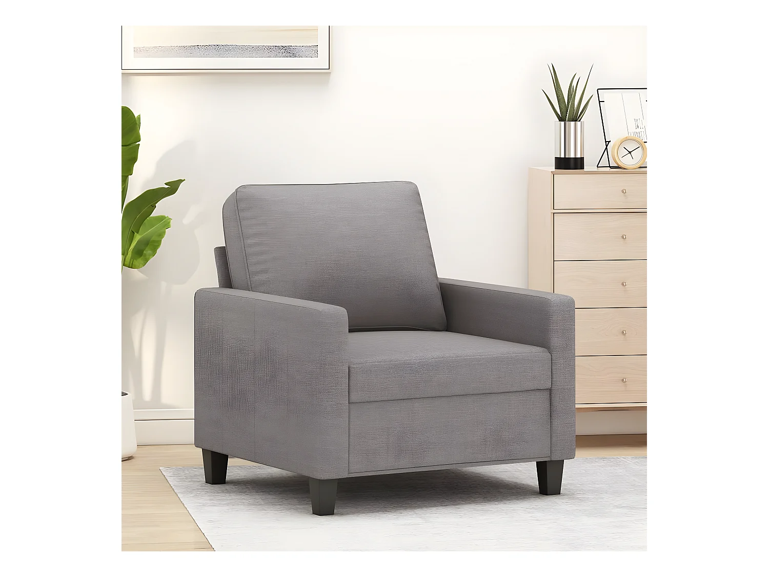 Fauteuil droit Taupe 60 cm Tissu FVBB34233
