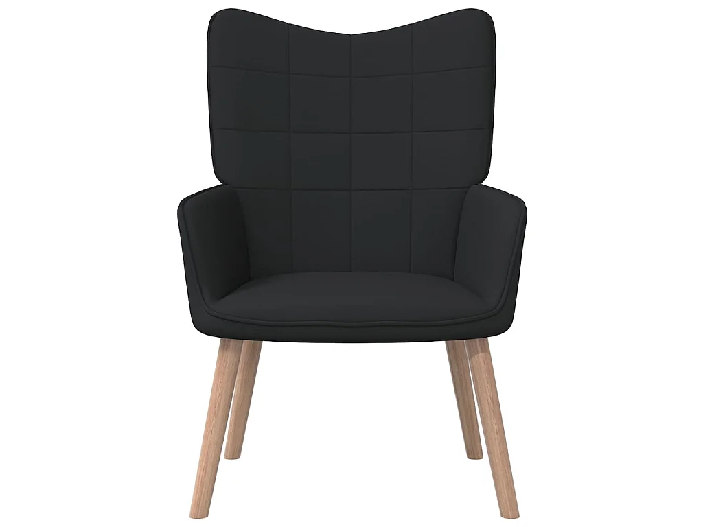 Fauteuil droit avec tabouret Noir Tissu LSJ4805