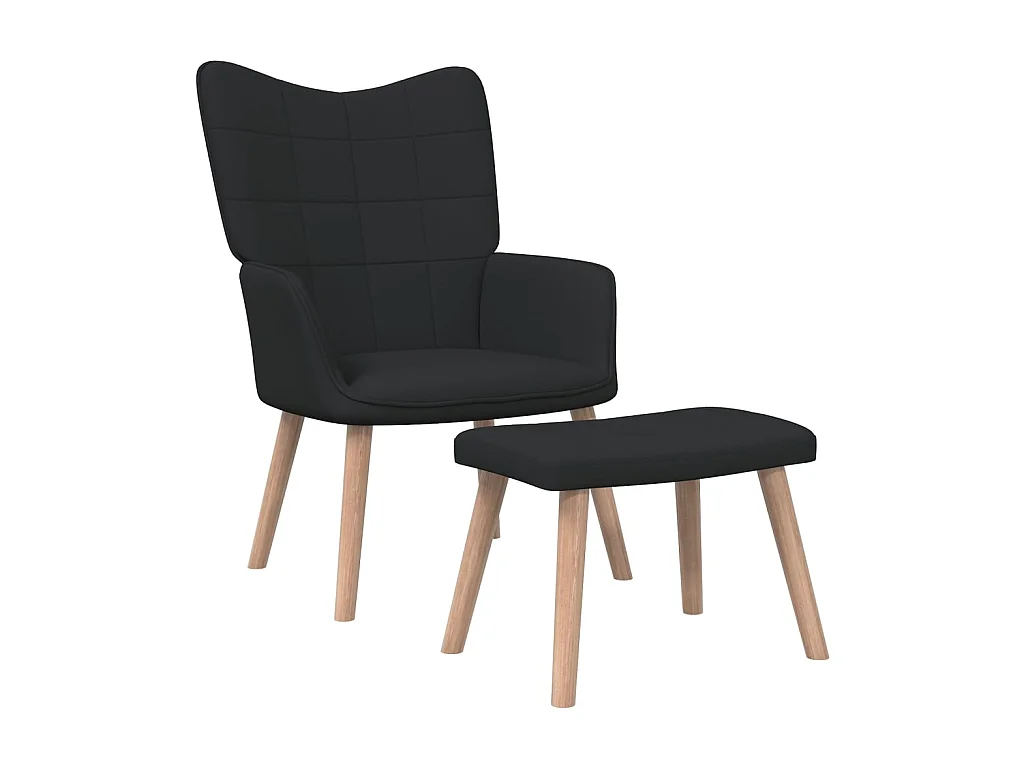 Fauteuil droit avec tabouret Noir Tissu LSJ4805