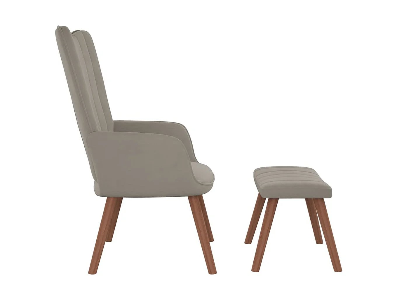 Fauteuil droit avec repose-pied Gris clair Velours LSJ5700