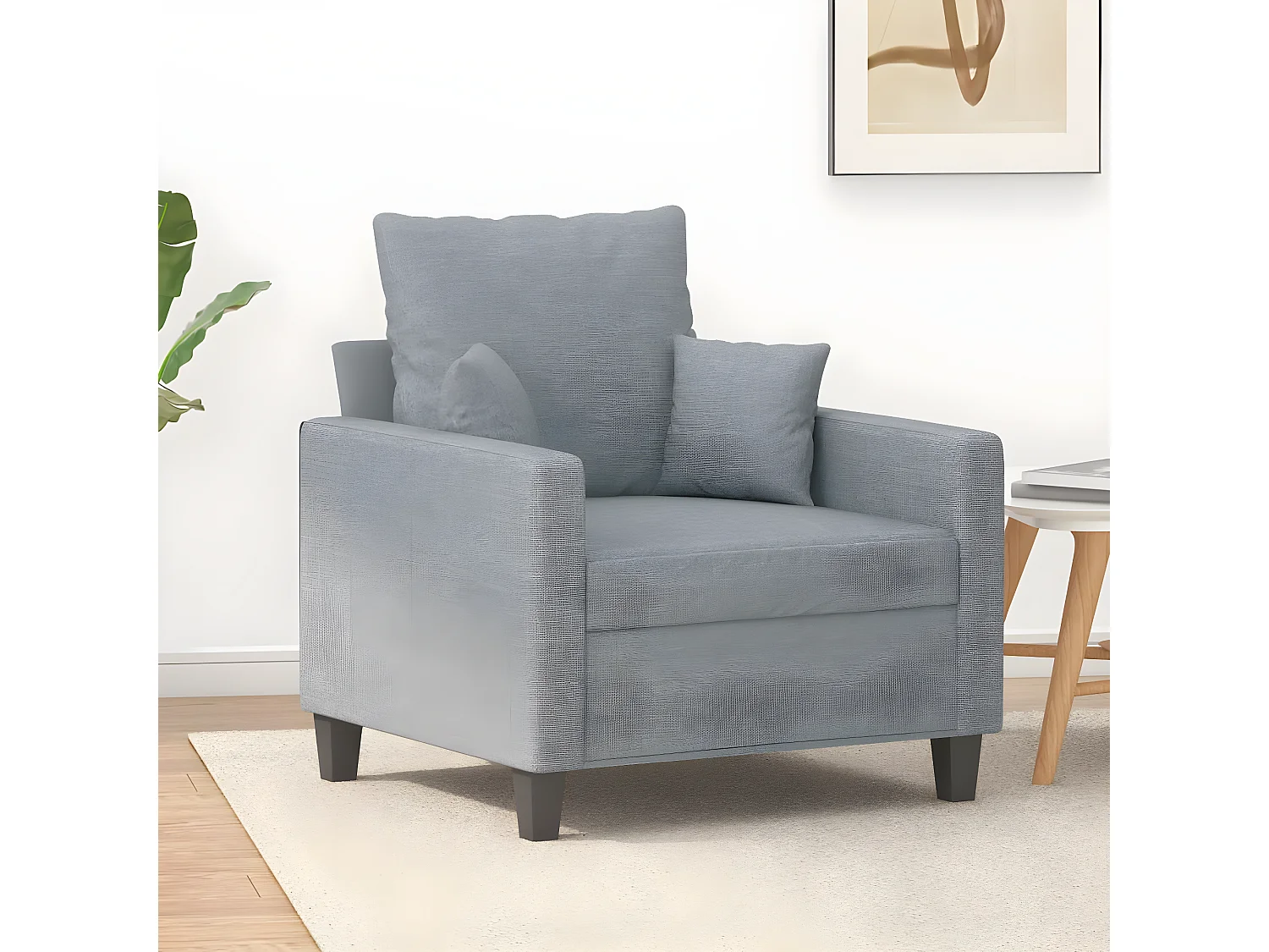 Fauteuil de salon Gris clair 60 cm Tissu FVBB34456