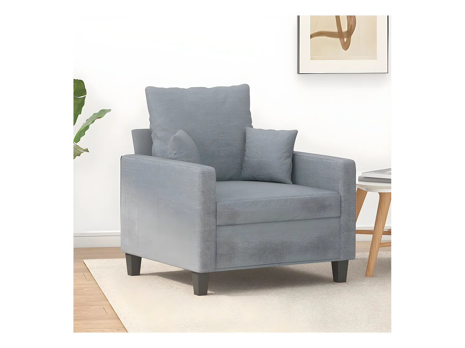 Fauteuil de salon Gris clair 60 cm Tissu FVBB34456