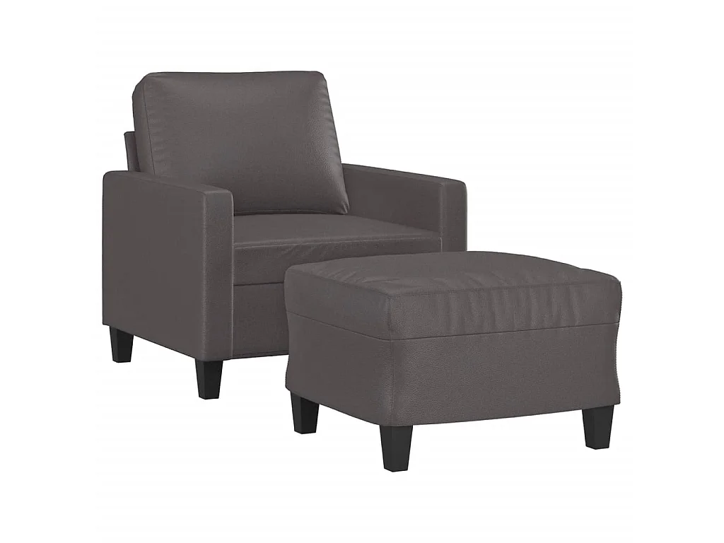 Fauteuil met voetenbank 60 cm kunstleer grijs NL456102