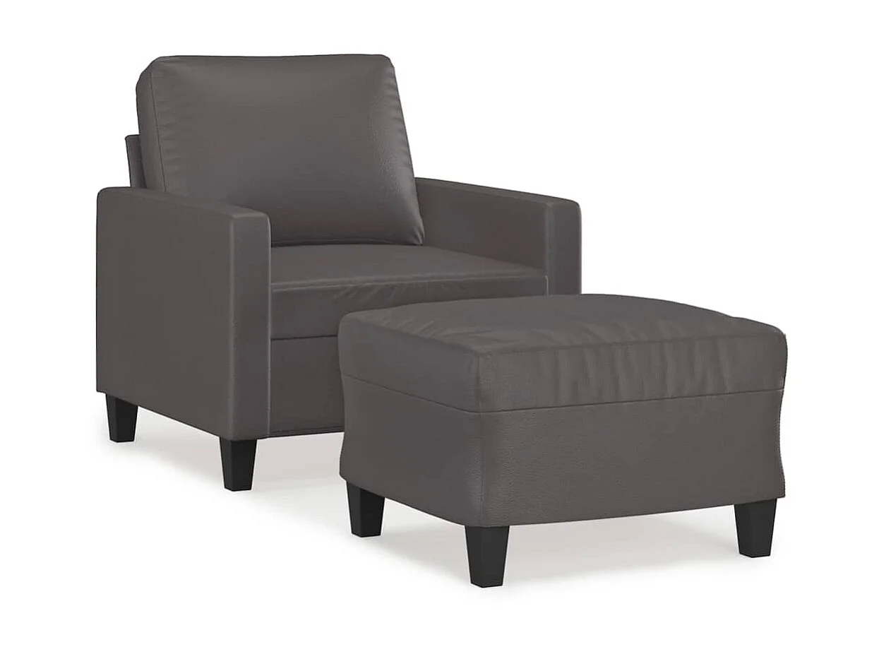 Poltrona com apoio de pés couro artificial 60 cm cinzento PT975983
