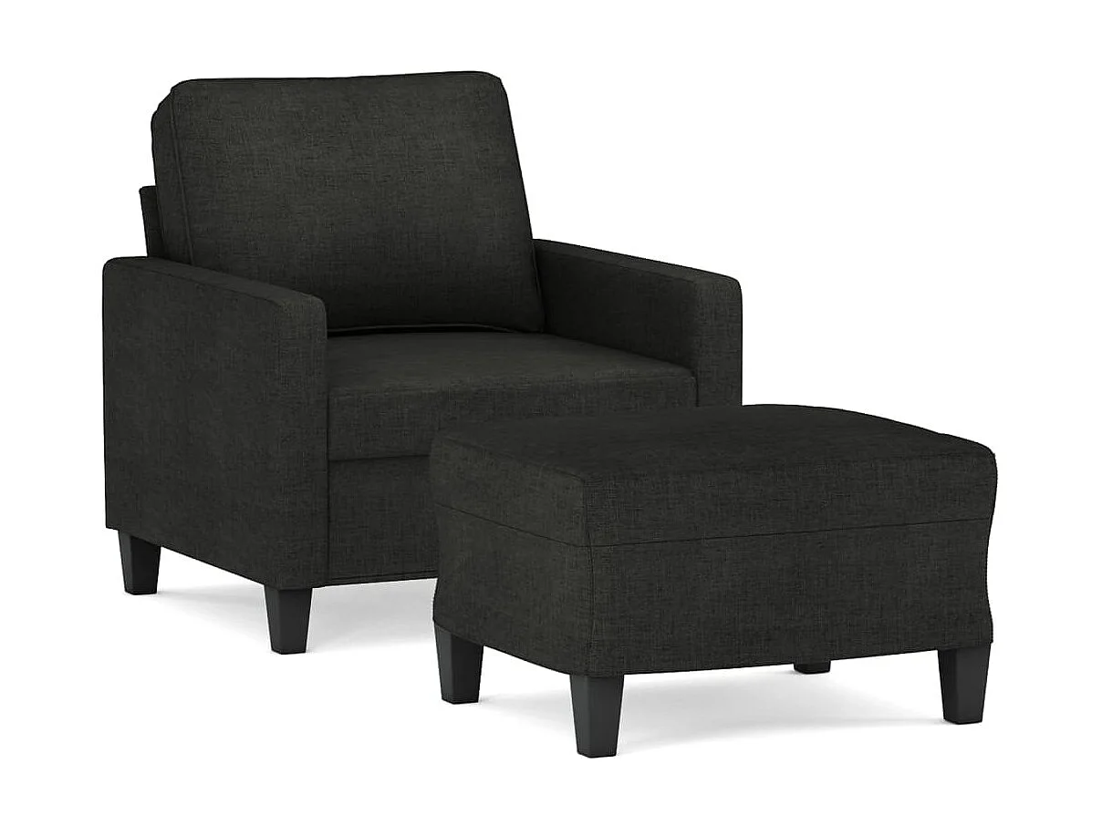 Fauteuil avec repose-pieds Noir 60 cm Tissu OLA6214