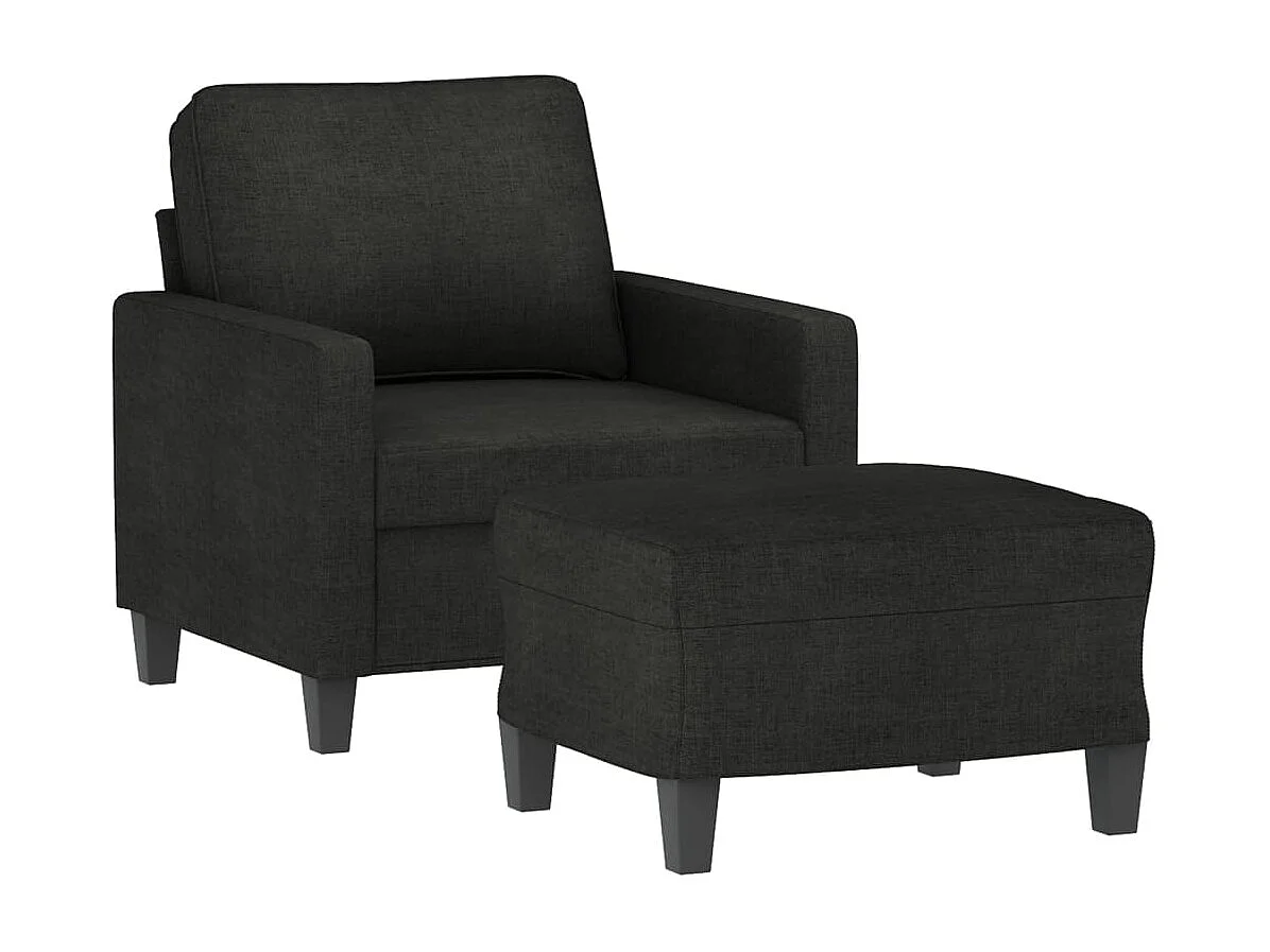 Fauteuil avec repose-pieds Noir 60 cm Tissu OLA6214