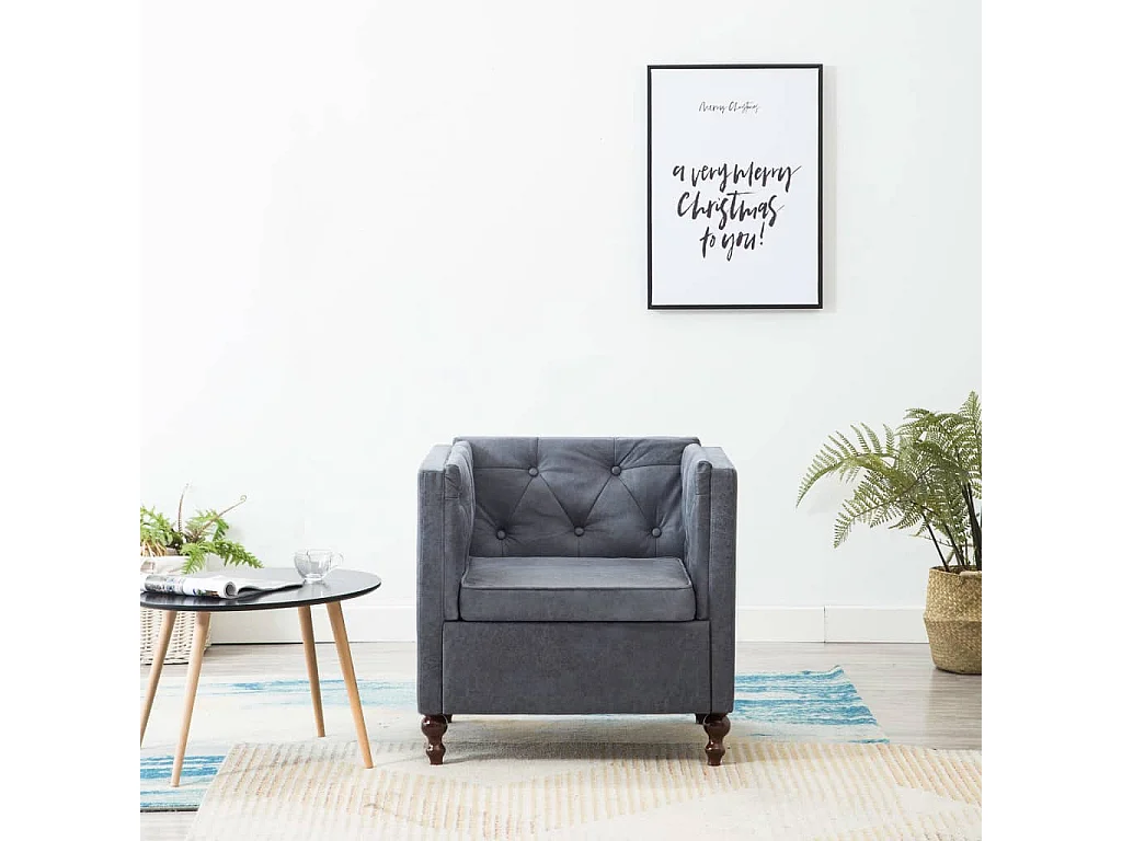 Fauteuil droit Gris Tissu SEF90181