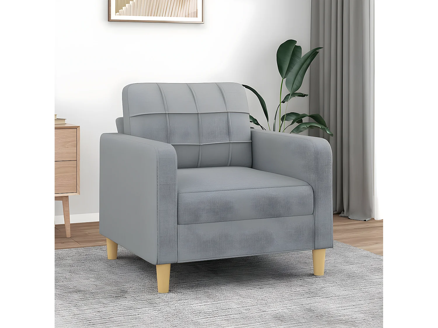 Fauteuil Salon Gris clair 60 cm Tissu LQD2954