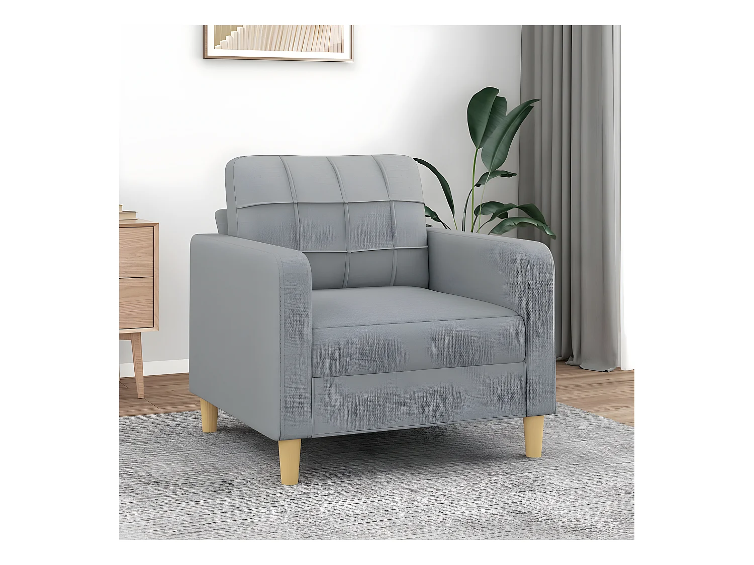 Fauteuil Salon Gris clair 60 cm Tissu LQD2954