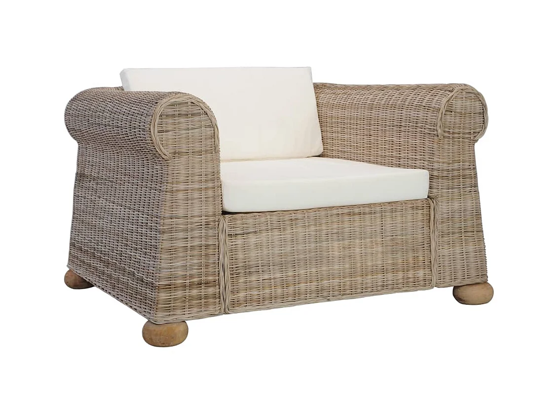 Fauteuil droit avec coussins Rotin naturel SEF30455