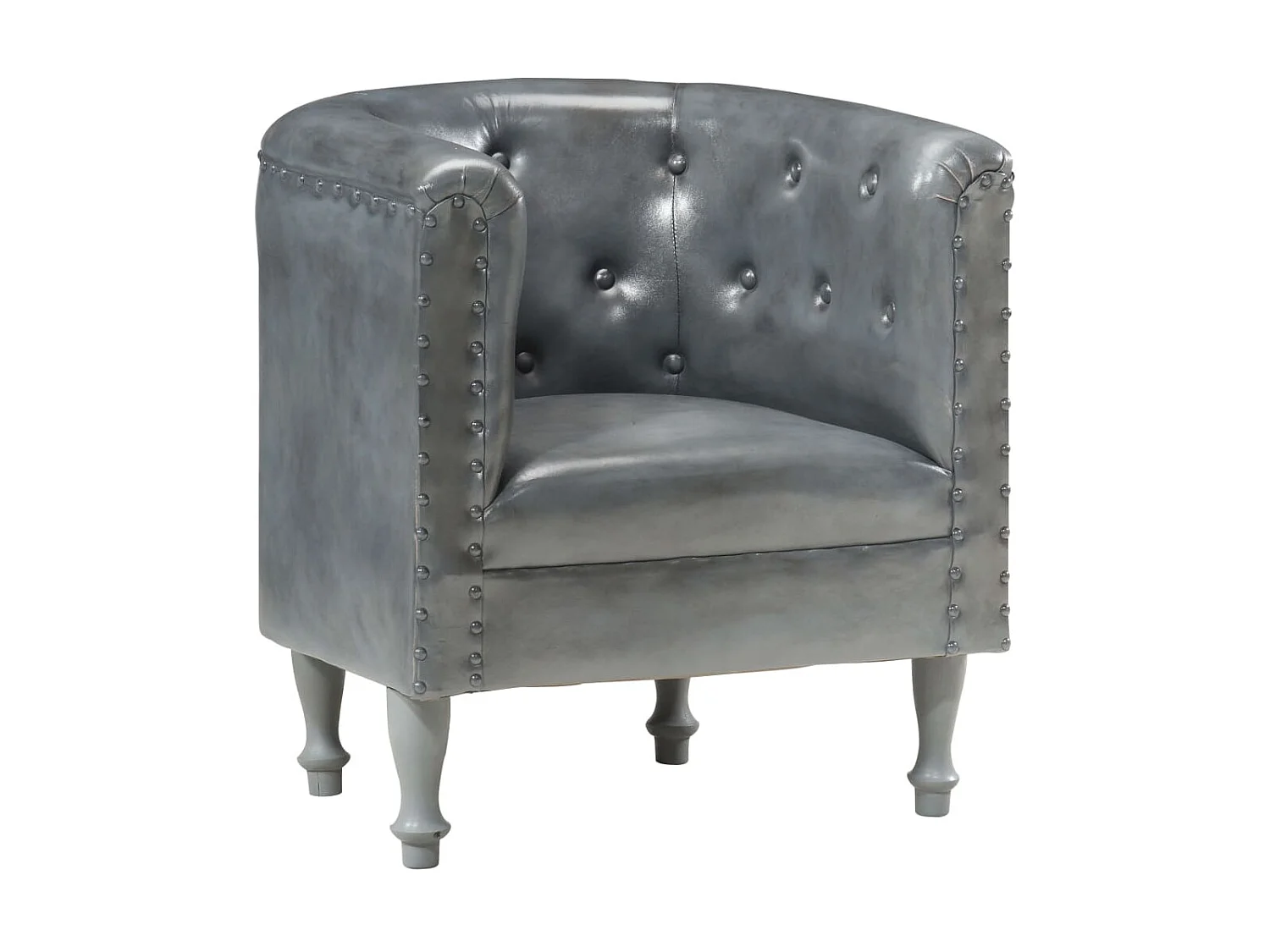 Fauteuil droit Gris Cuir véritable SEF85137