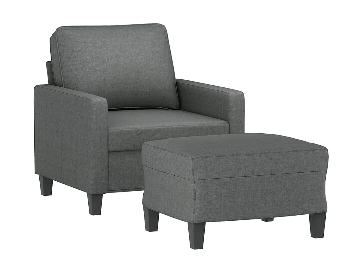 Sillón con taburete tela gris oscuro 60 cm ES26260