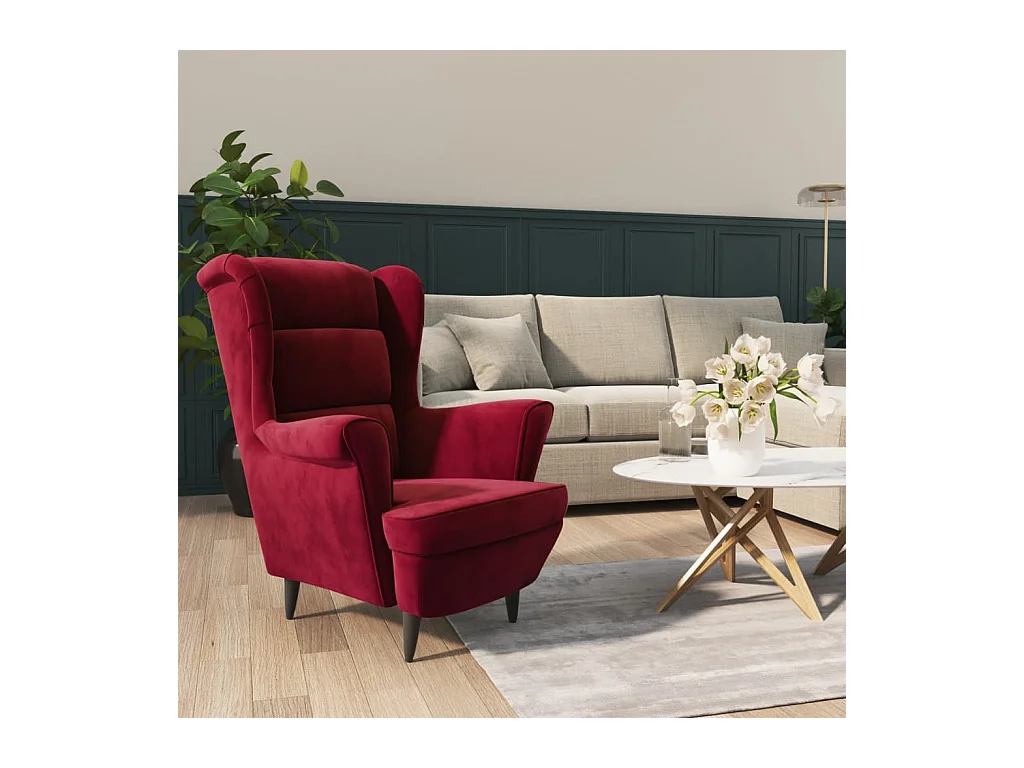 Fauteuil de salon rouge bordeaux velours SEF69313