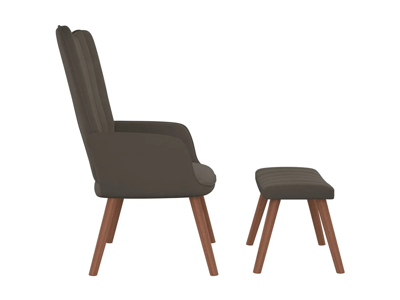 Fauteuil droit avec repose-pied Gris foncé Velours LSJ7732