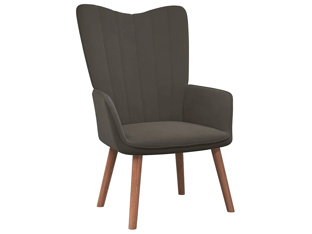 Fauteuil droit avec repose-pied Gris foncé Velours LSJ7732