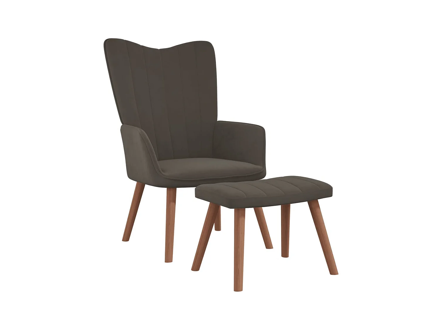 Fauteuil droit avec repose-pied Gris foncé Velours LSJ7732