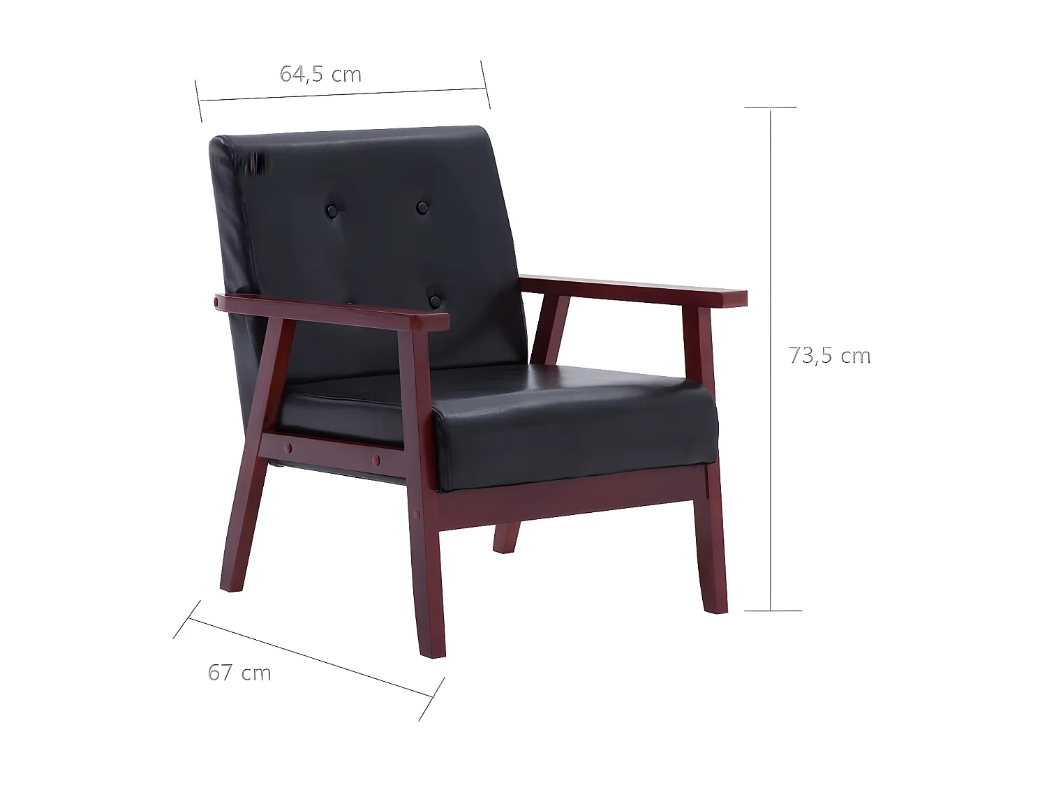 Fauteuil droit Noir Similicuir SEF86566