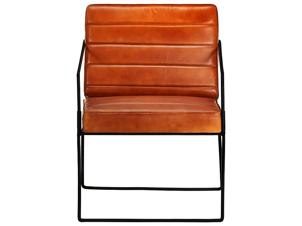 Sillón de cuero auténtico marrón canela ES18001